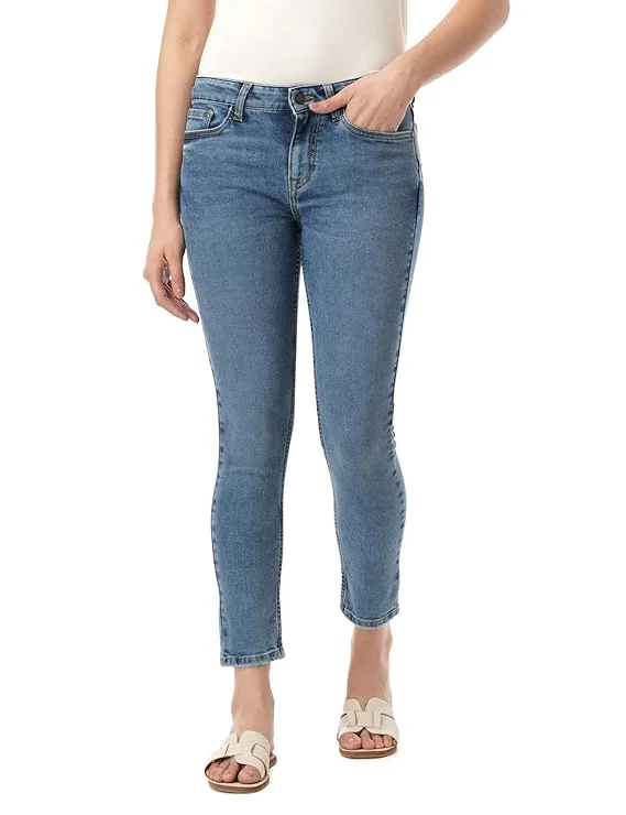 inkd جينز نسائي سوبر سكيني بصفر عفو - متوسط الارتفاع | مزيج القطن | قماش قابل للتمدد | تصميم كلاسيك 5 بوكيتيب | جينز للنساء